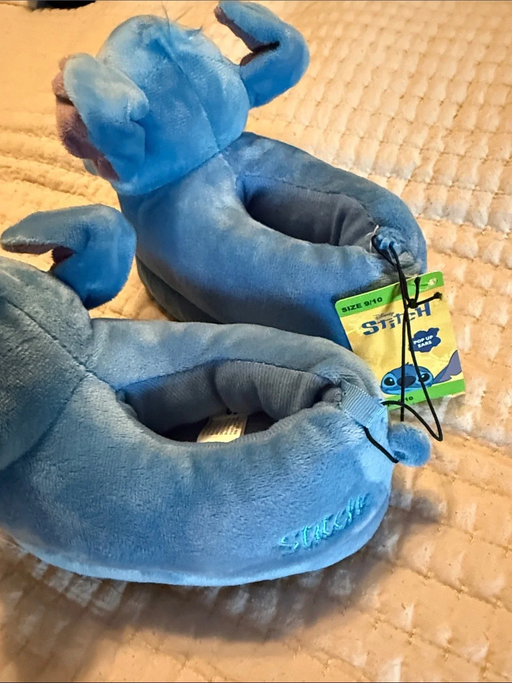 Disney Blue Stitch Plush Slip-On Slippers